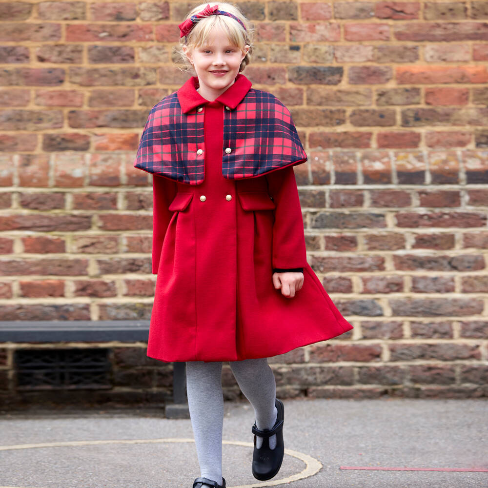 Patachou-Girls Felted Red Cape Jacket | Childrensalon Outlet