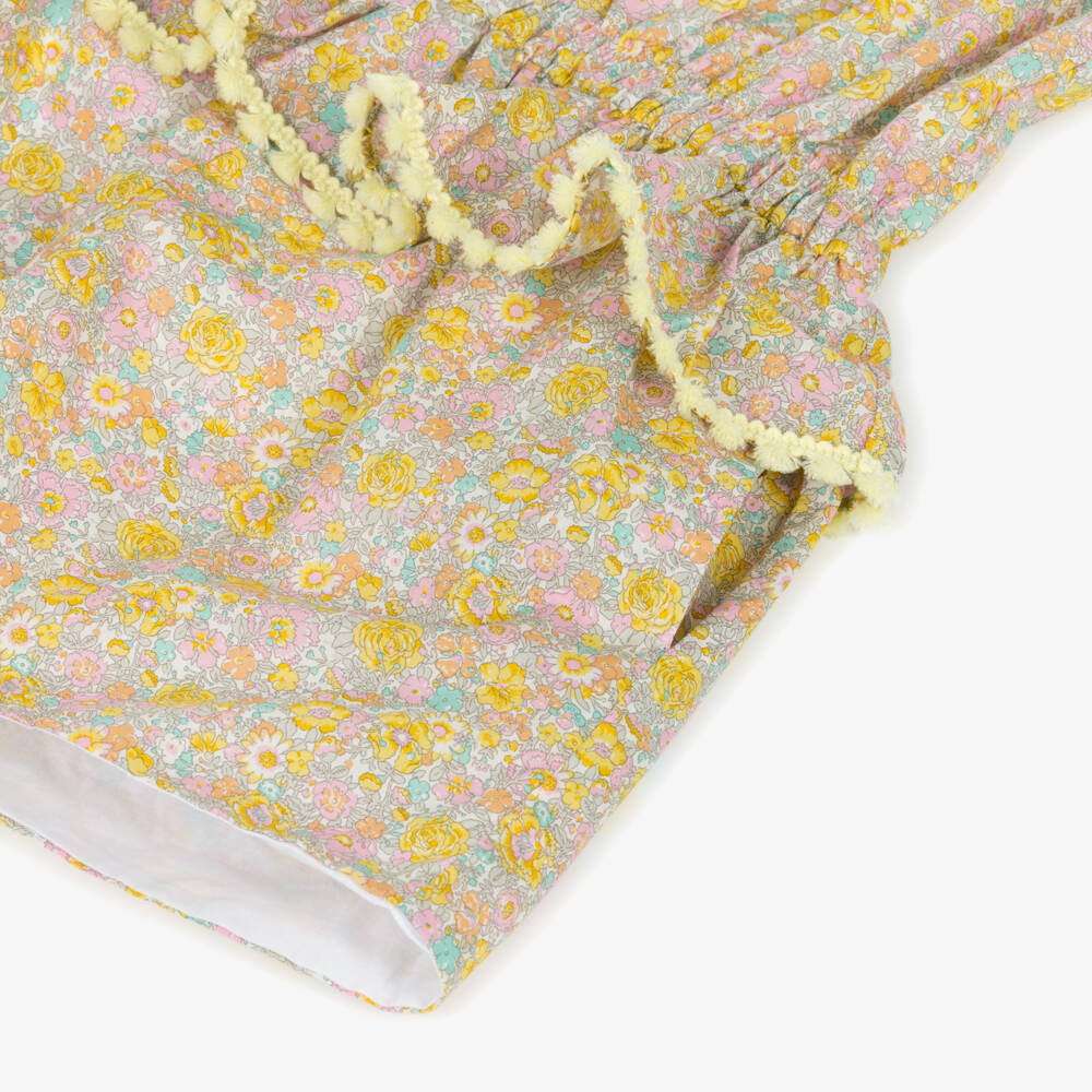 Patachou-Girls Floral Cotton Romper in Sunshine Hues | Childrensalon Outlet