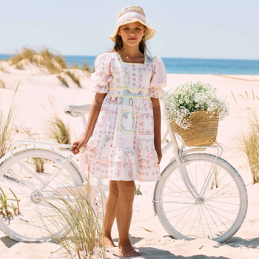Patachou-Girls Floral Elegance Seersucker Dress | Childrensalon Outlet