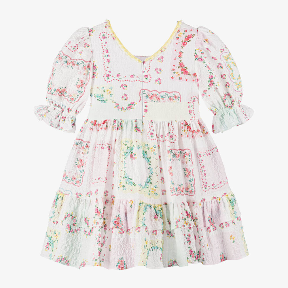 Patachou-Girls Floral Elegance Seersucker Dress | Childrensalon Outlet