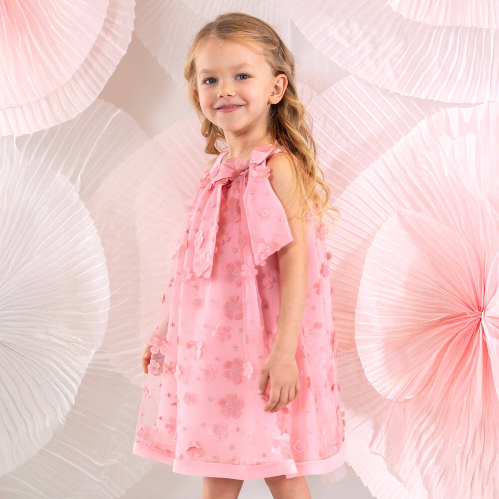 Patachou-Girls Floral Embellished Tulle Frock | Childrensalon Outlet