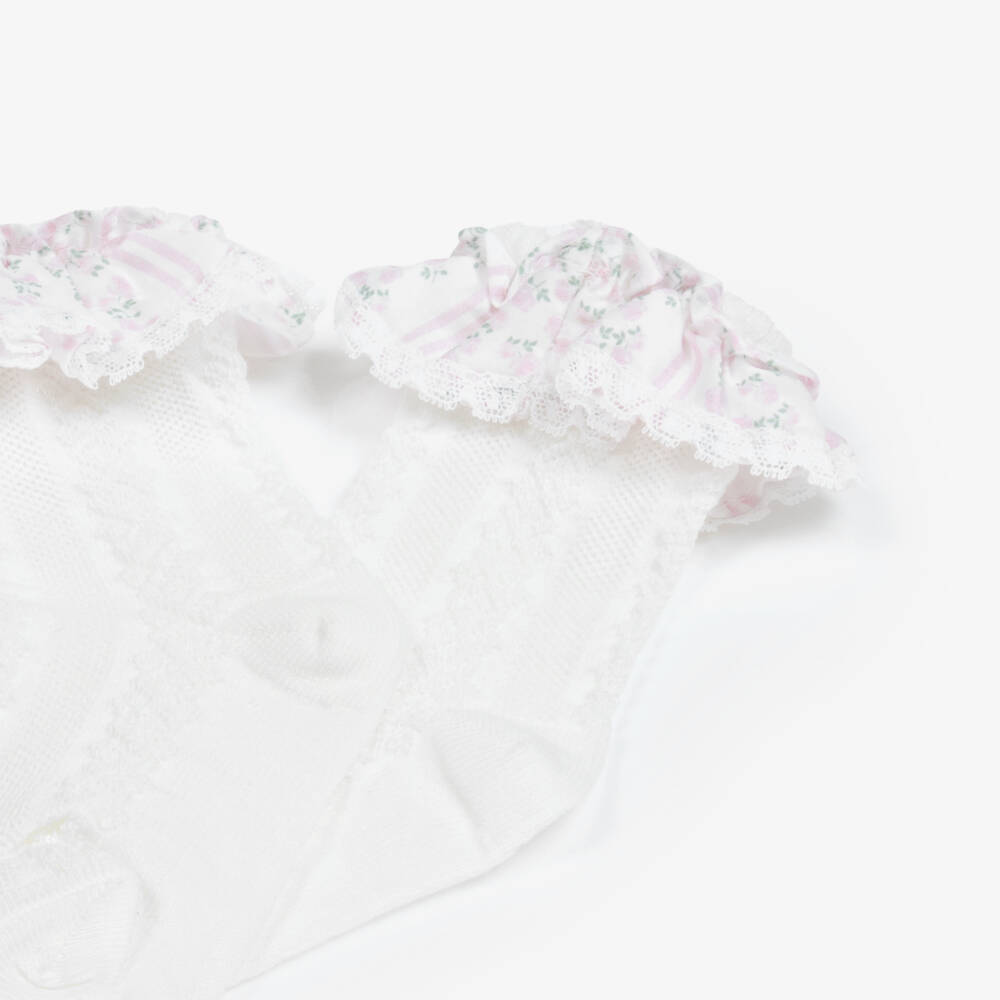 Patachou-Girls' Floral Lace Trimmed Socks | Childrensalon Outlet