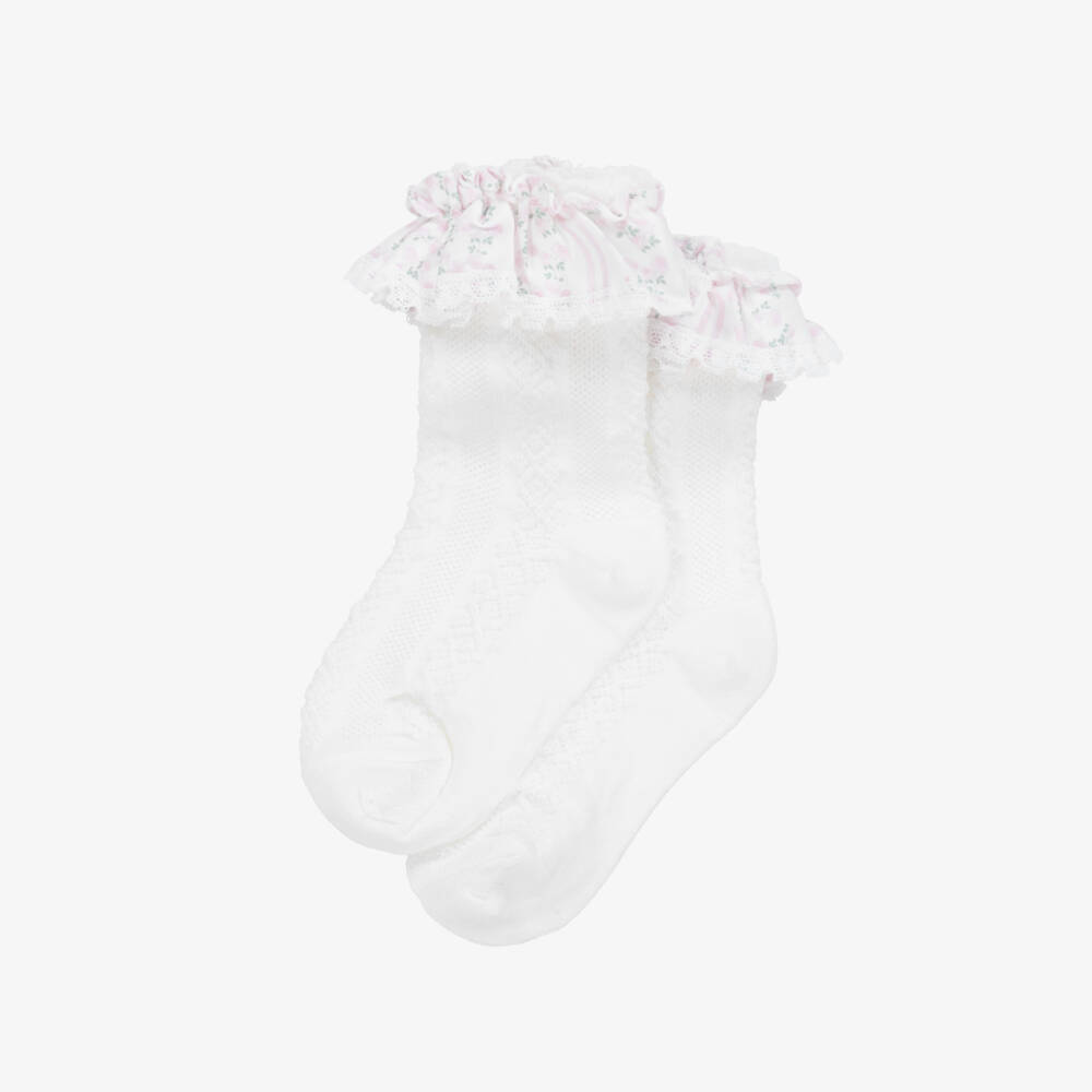 Patachou-Girls' Floral Lace Trimmed Socks | Childrensalon Outlet