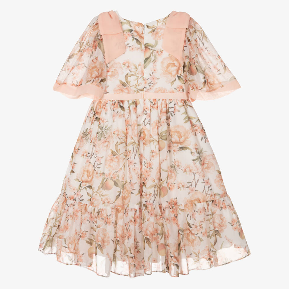 Patachou-Платье шифоновое цветочное персиковое для девочек | Childrensalon Outlet
