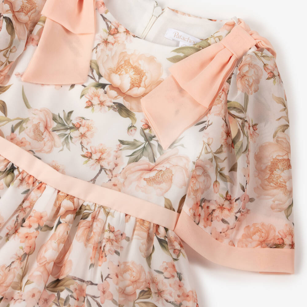 Patachou-Платье шифоновое цветочное персиковое для девочек | Childrensalon Outlet
