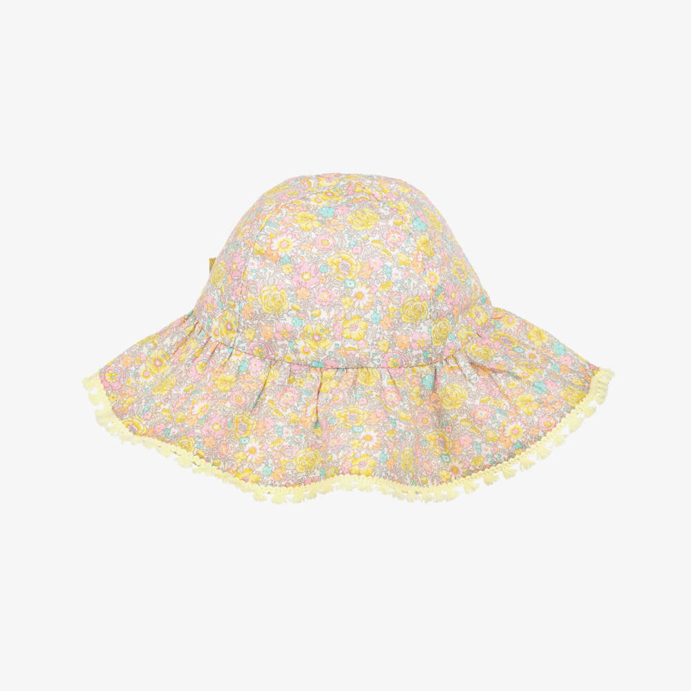 Patachou-Girls Floral Pink Cotton Sun Cap | Childrensalon Outlet