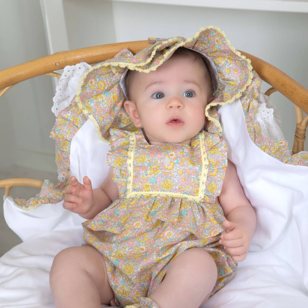 Patachou-Girls Floral Pink Cotton Sun Cap | Childrensalon Outlet