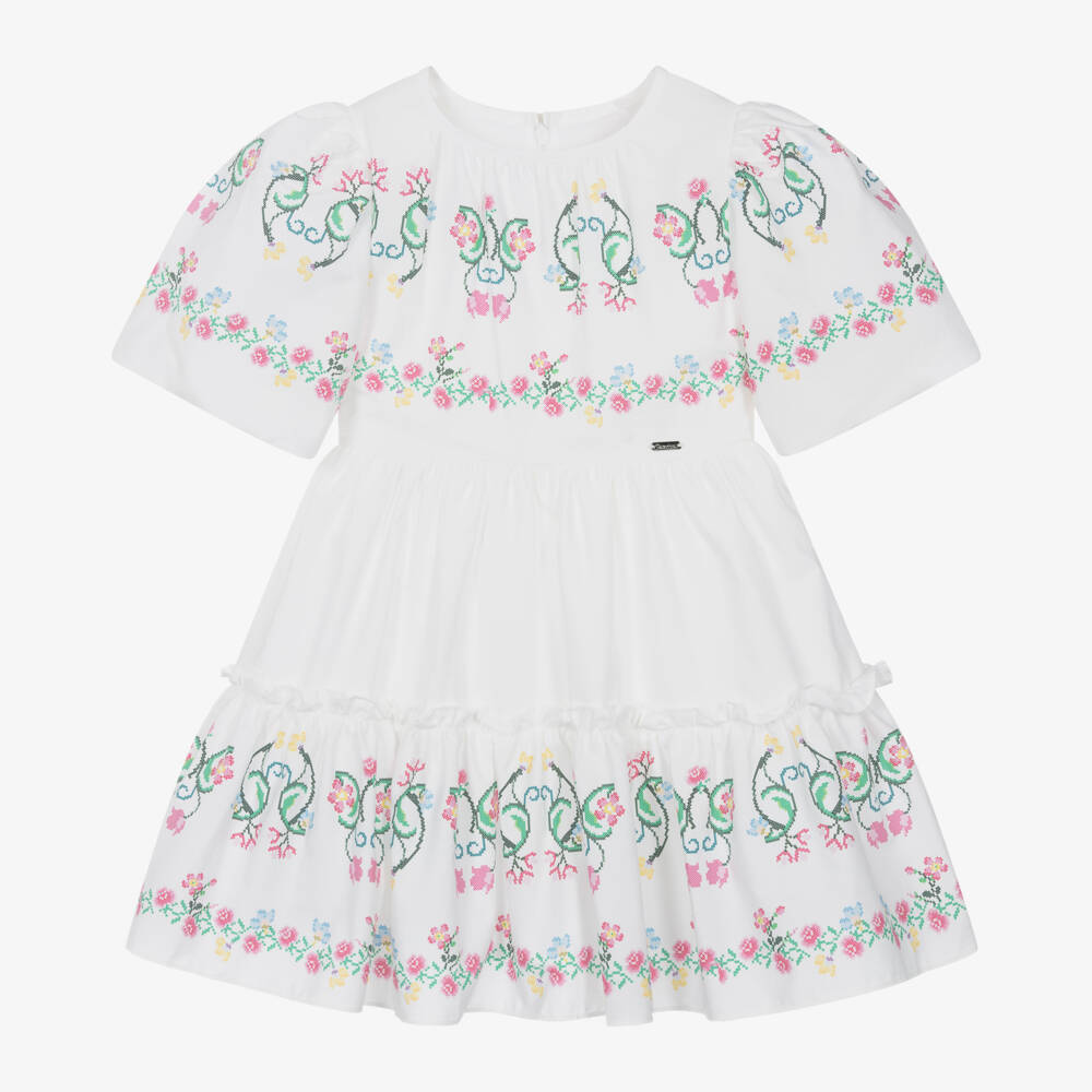 Patachou-Girls Floral Poplin Cotton Frock | Childrensalon Outlet