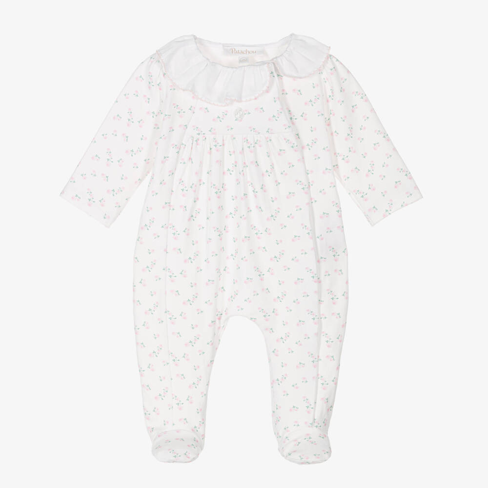 Patachou-Girls Floral Ruffle Collar Babygrow | Childrensalon Outlet
