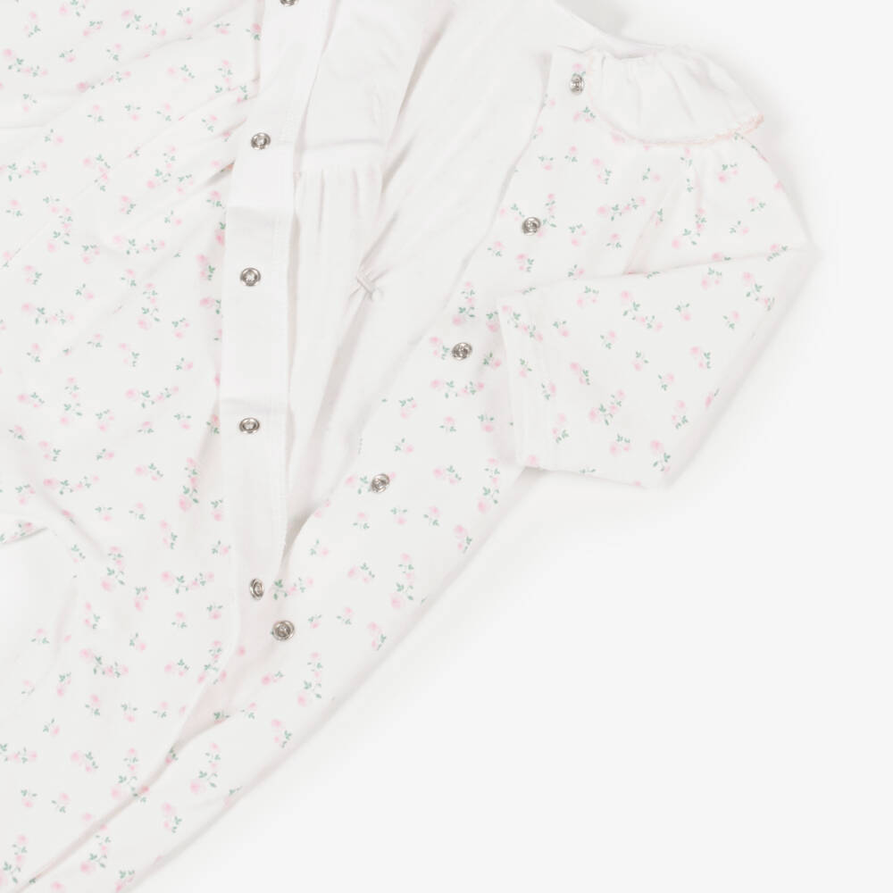 Patachou-Girls Floral Ruffle Collar Babygrow | Childrensalon Outlet