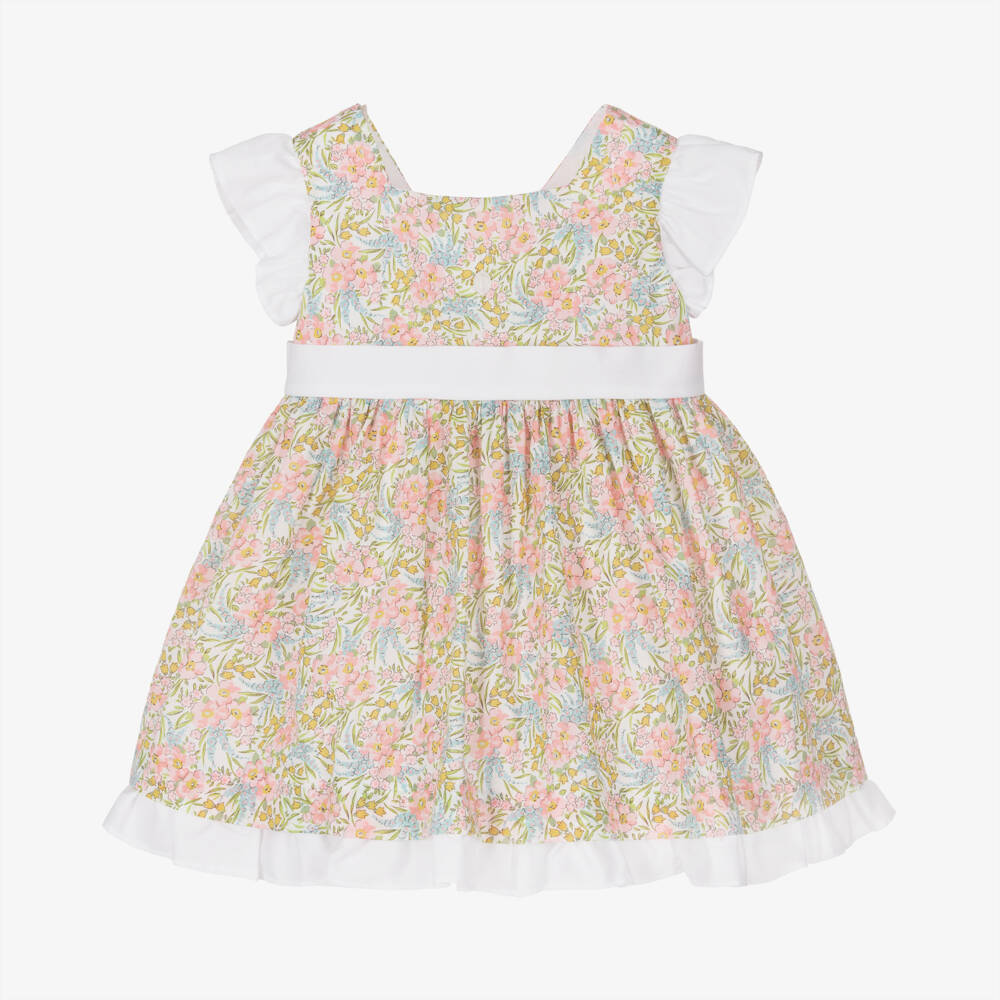 Patachou-Платье из хлопка с цветочным узором и оборками для девочек | Childrensalon Outlet