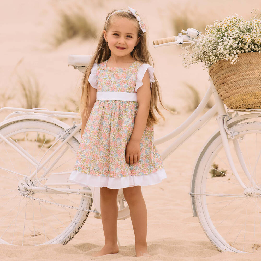 Patachou-Girls Floral Ruffle Cotton Dress | Childrensalon Outlet