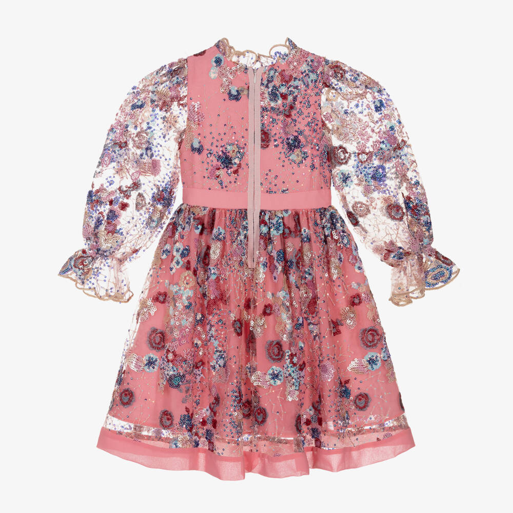 Patachou-Girls Floral Tulle Dress with Bows | Childrensalon Outlet