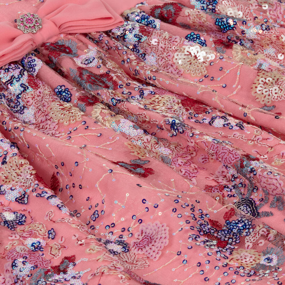 Patachou-Girls Floral Tulle Dress with Bows | Childrensalon Outlet