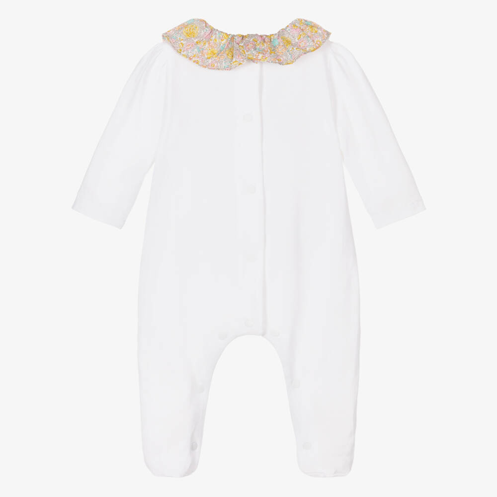 Patachou-Белый хлопковый ромпер с цветочным узором для девочек | Childrensalon Outlet