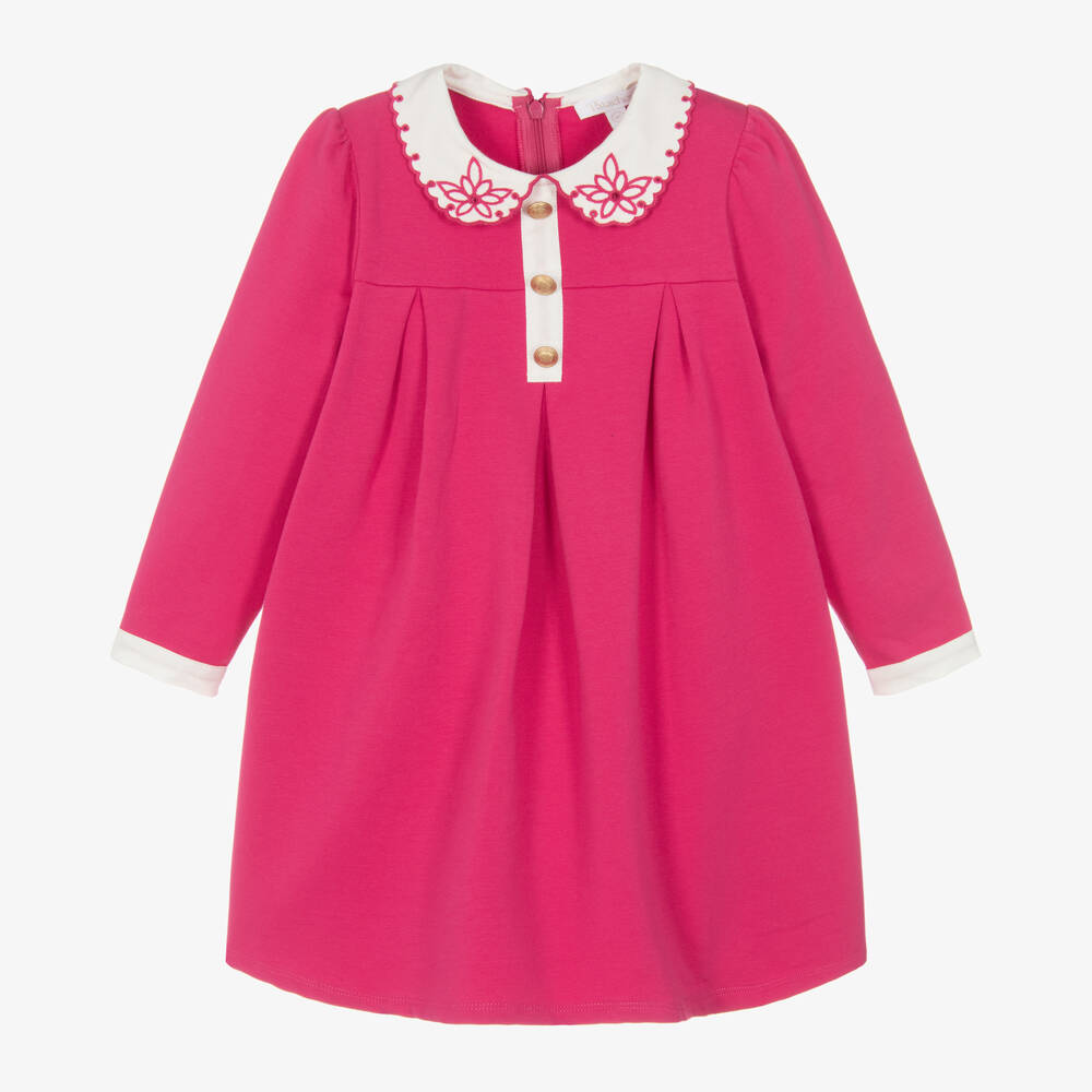Patachou-Girls Fuchsia Floral Collar Dress | Childrensalon Outlet