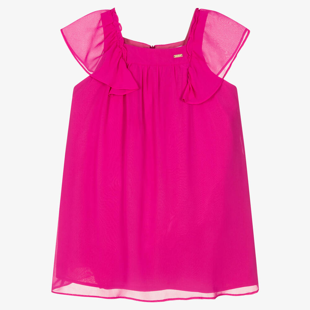 Patachou - Fuchsiafarbenes Chiffonkleid | Childrensalon