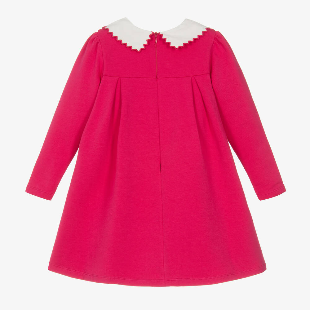 Patachou-Girls Fuchsia Pink Cotton Collared Dress | Childrensalon Outlet
