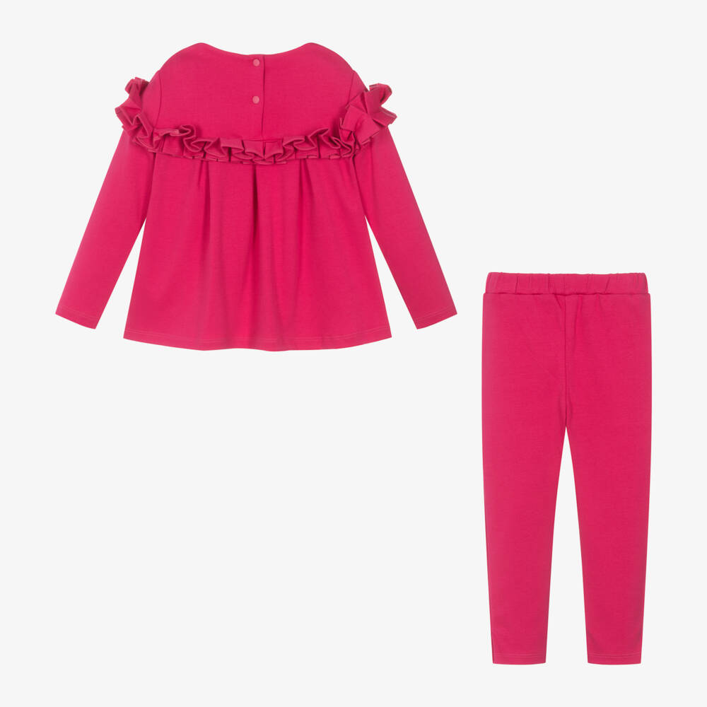 Patachou-Girls Fuchsia Ruffle Leggings Ensemble | Childrensalon Outlet