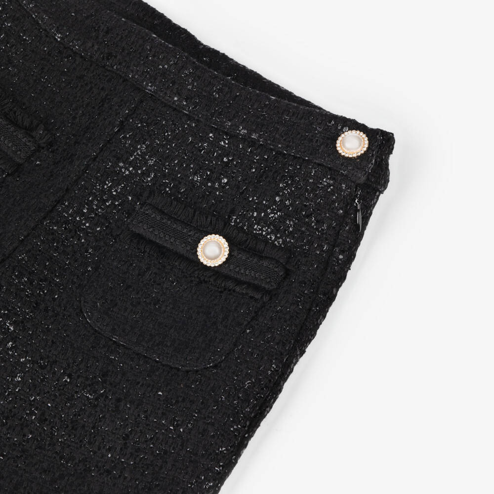 Patachou-بنطلون تويد أسود براق للبنات | Childrensalon Outlet