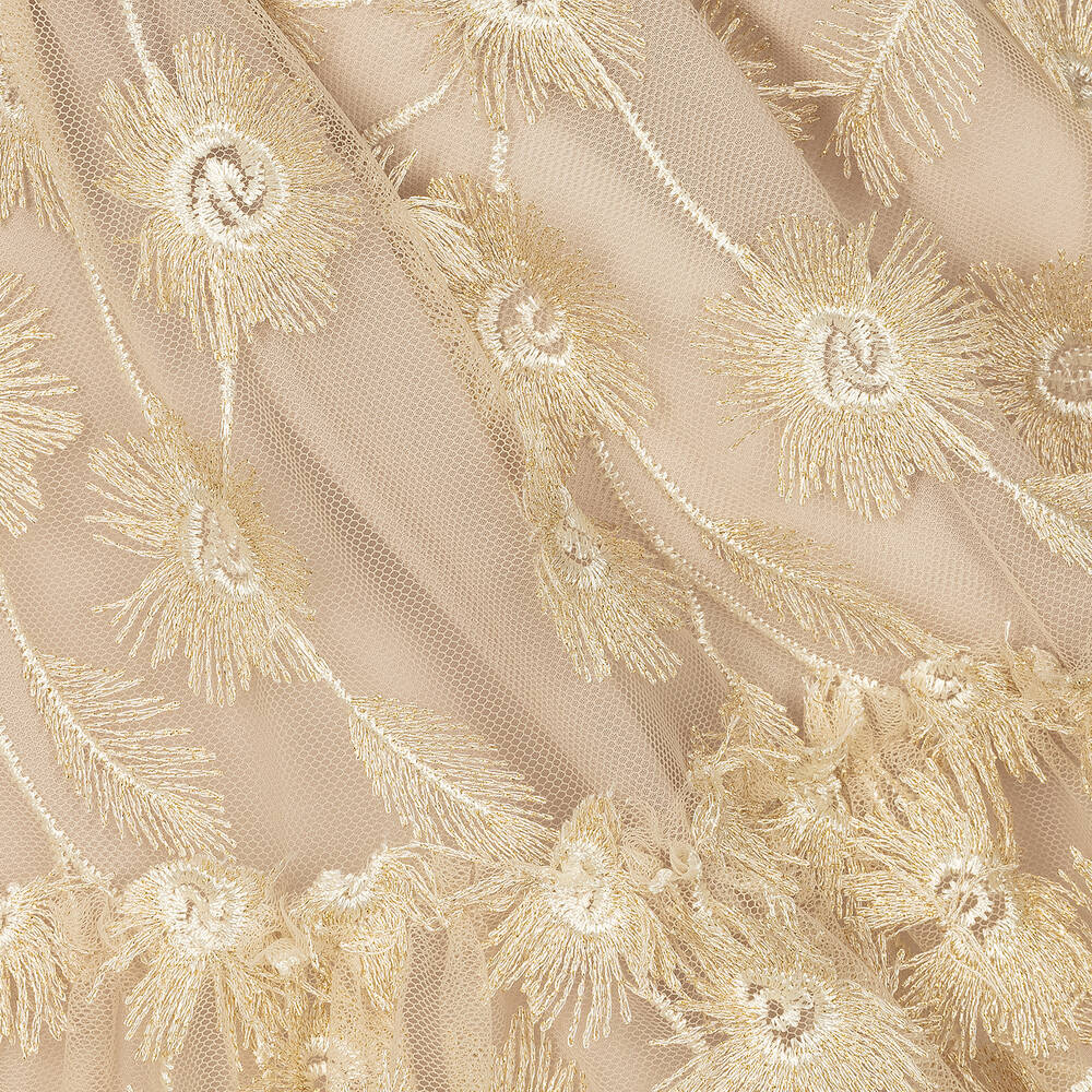 Patachou-Золотистое платье из тюля с цветами | Childrensalon Outlet