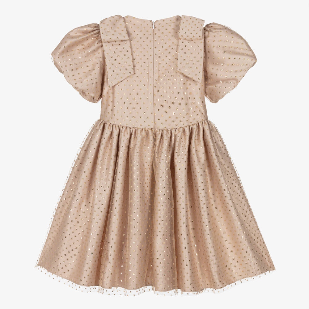 Patachou-Girls Gold Glitter Polka Dot Dress | Childrensalon Outlet