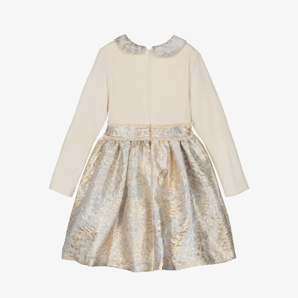 Patachou-Girls Gold & Ivory Glitter Dress | Childrensalon Outlet
