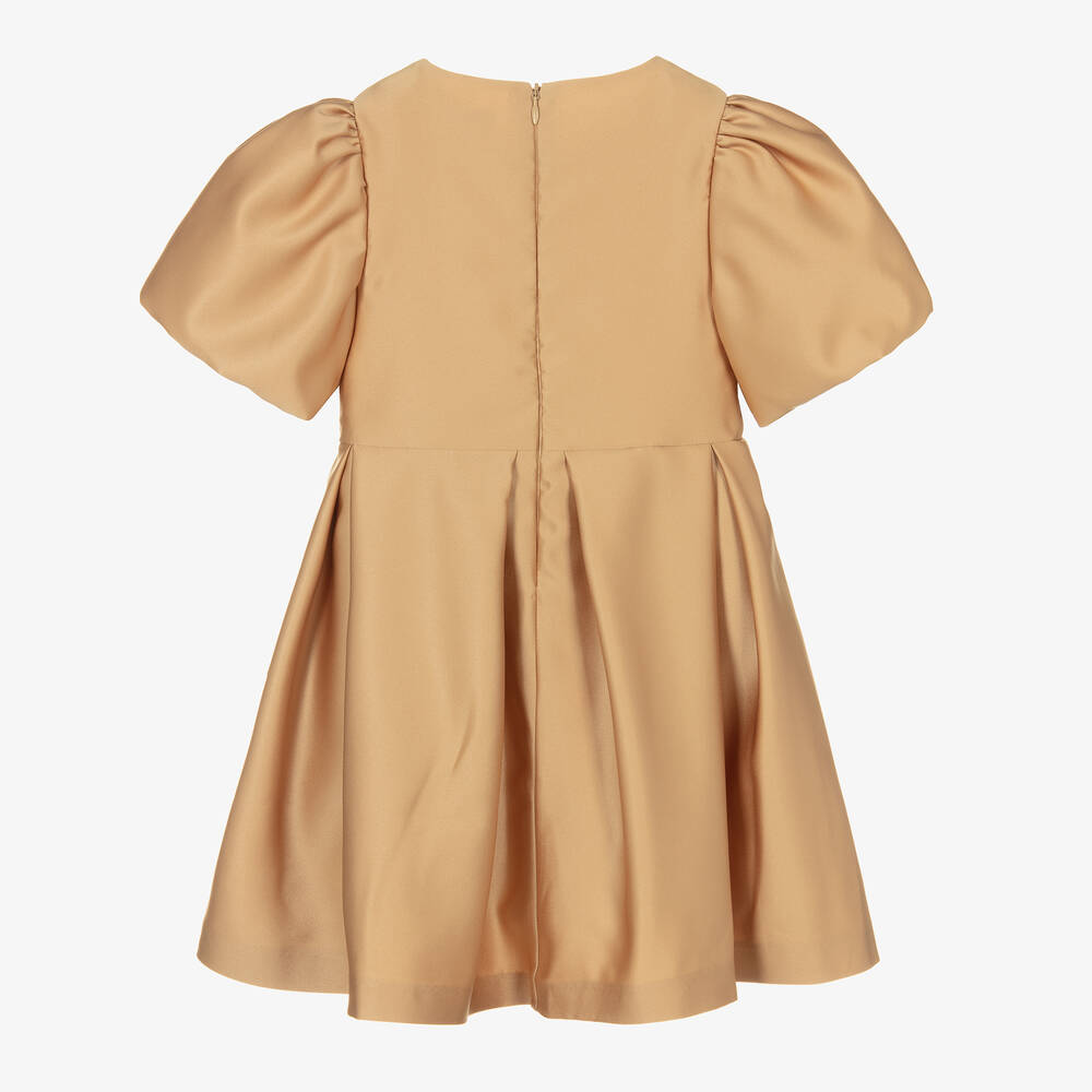 Patachou-Золотистое атласное платье с бантиками | Childrensalon Outlet