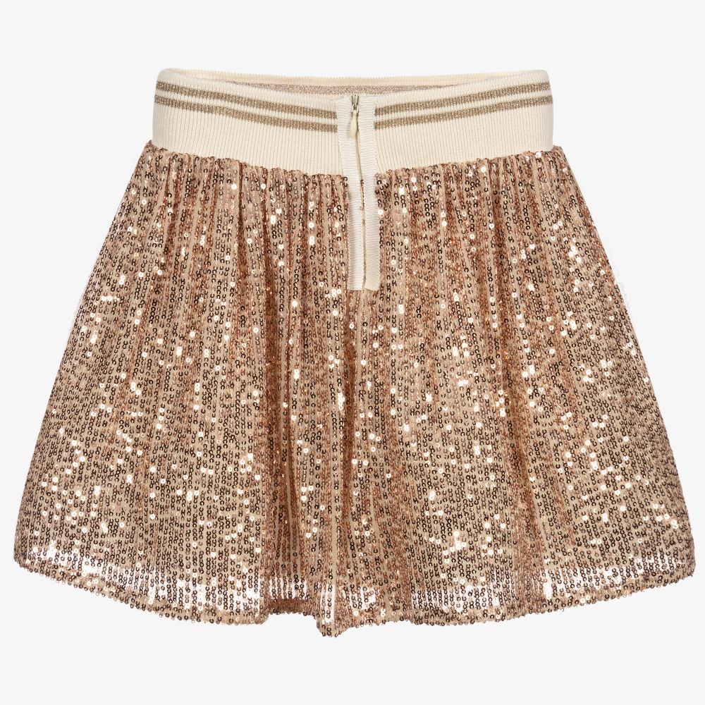 Patachou-Girls Gold Sequin Skirt | Childrensalon Outlet