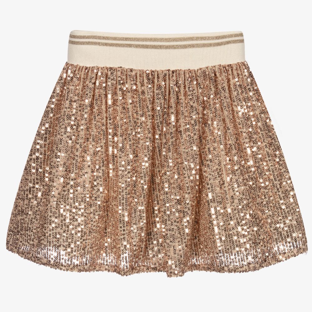 Patachou - Girls Gold Sequin Skirt | Childrensalon