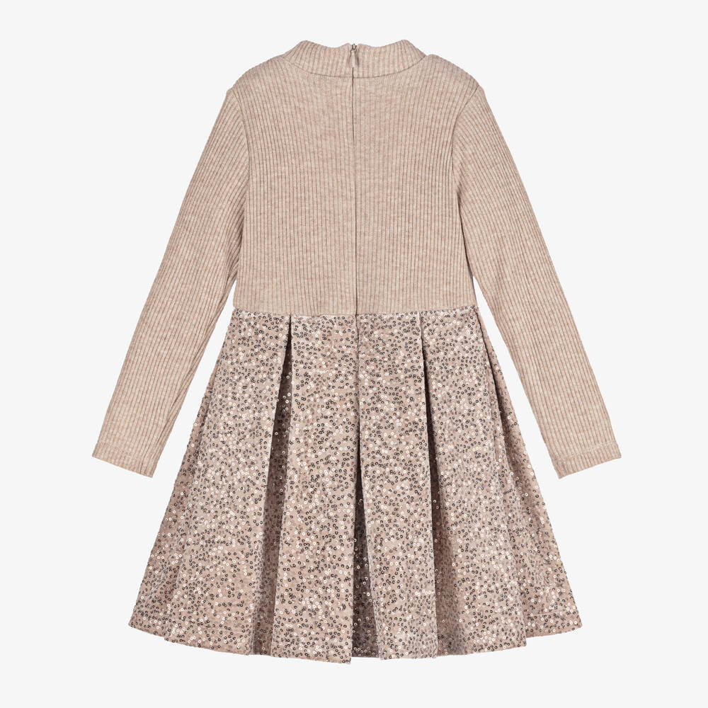 Patachou-Girls Gold Sequin Velvet Dress | Childrensalon Outlet