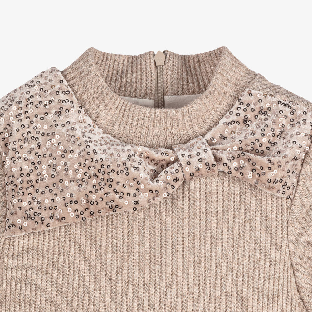 Patachou-Girls Gold Sequin Velvet Dress | Childrensalon Outlet