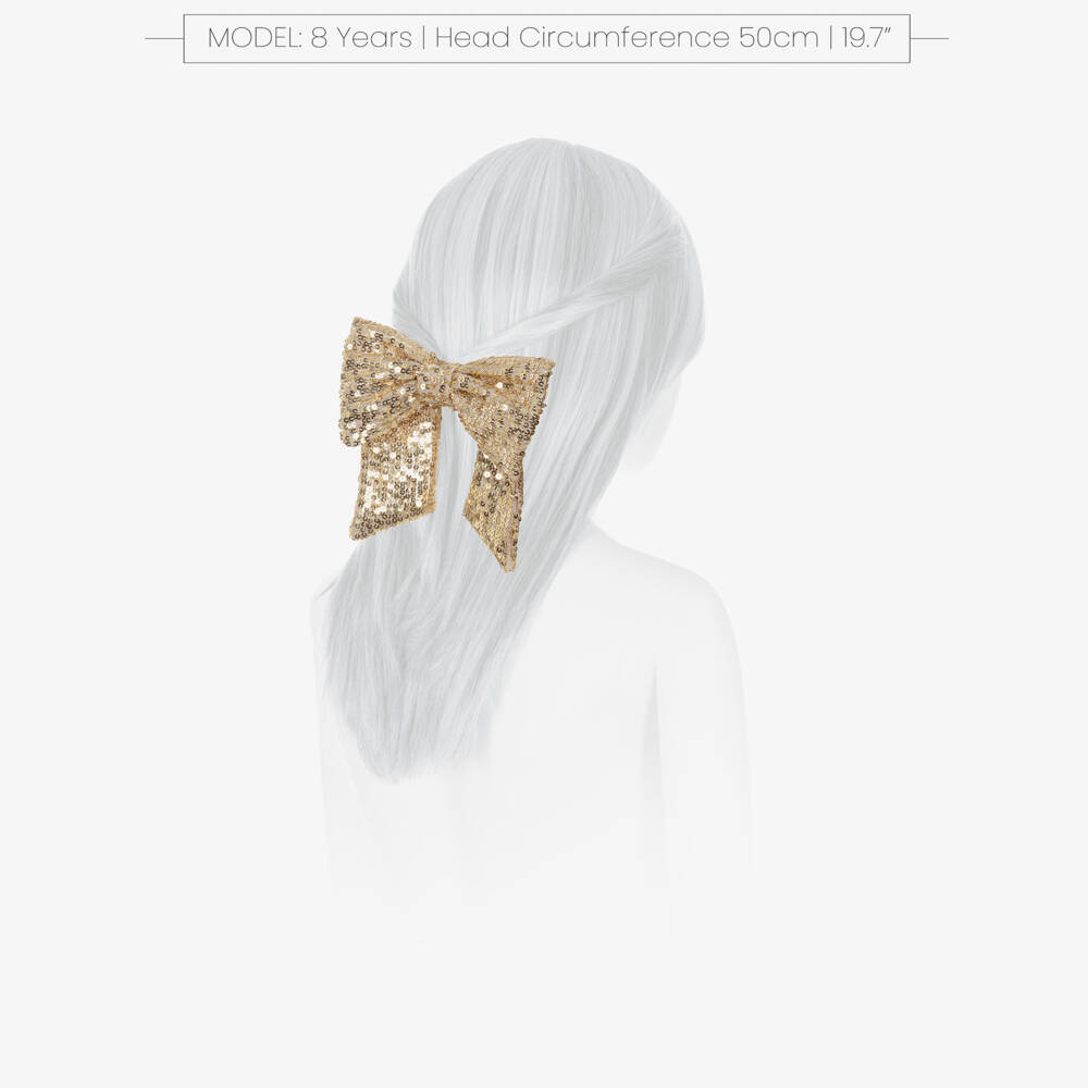 Patachou-Girls Gold Sequinned Tulle Bow Hair Clip (13.5cm) | Childrensalon Outlet