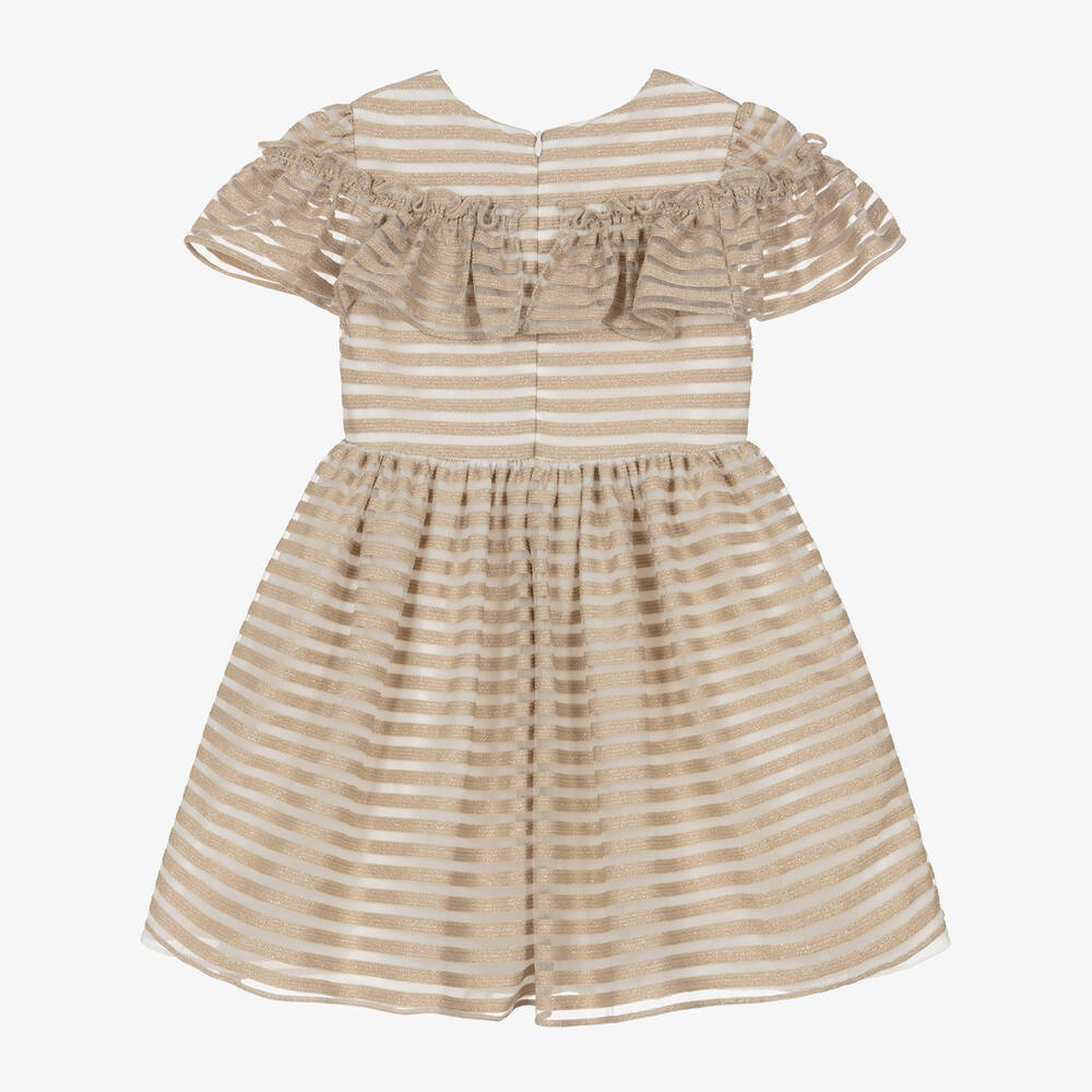 Patachou-Золотистое платье из тюля в полоску | Childrensalon Outlet