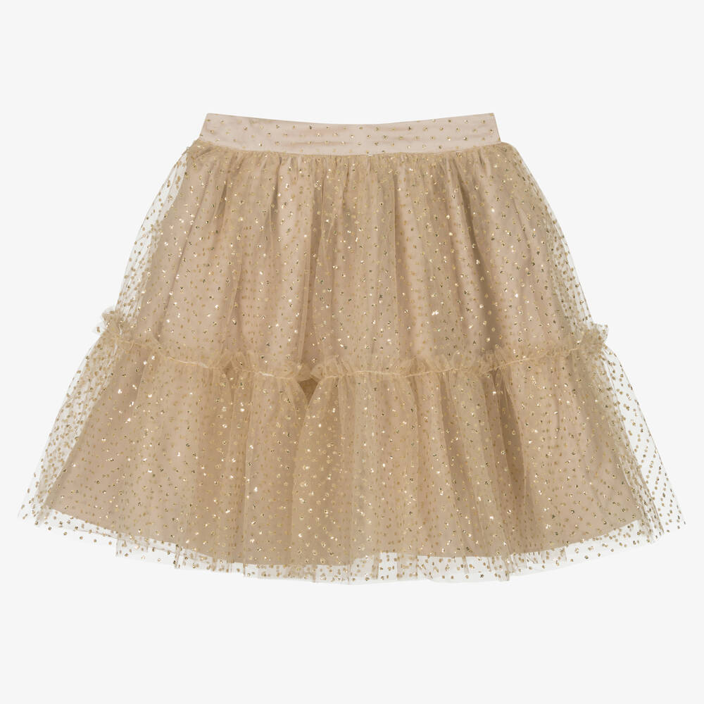 Patachou-Girls Gold Tulle Polka Dot Skirt | Childrensalon Outlet