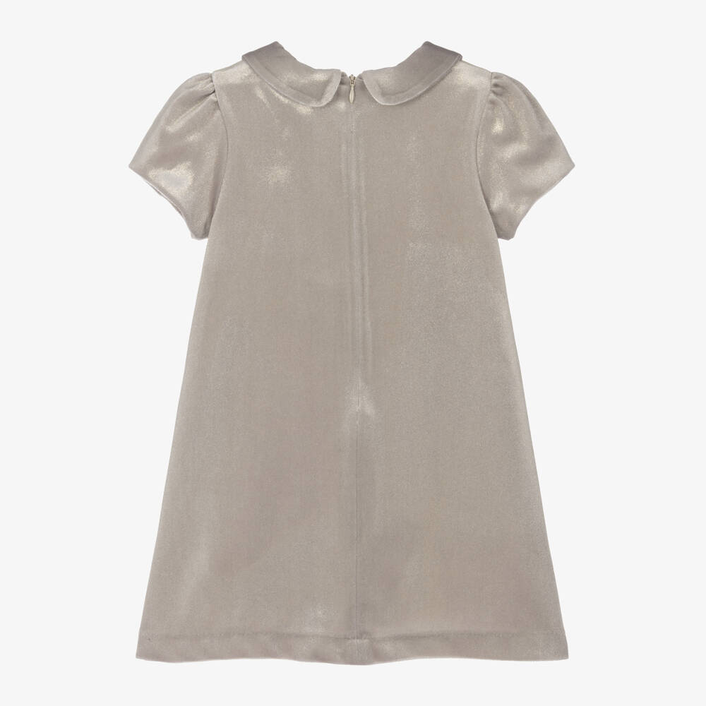 باتاشو-فستان بفيونكة قطيفة لون ذهبي براق | Childrensalon Outlet