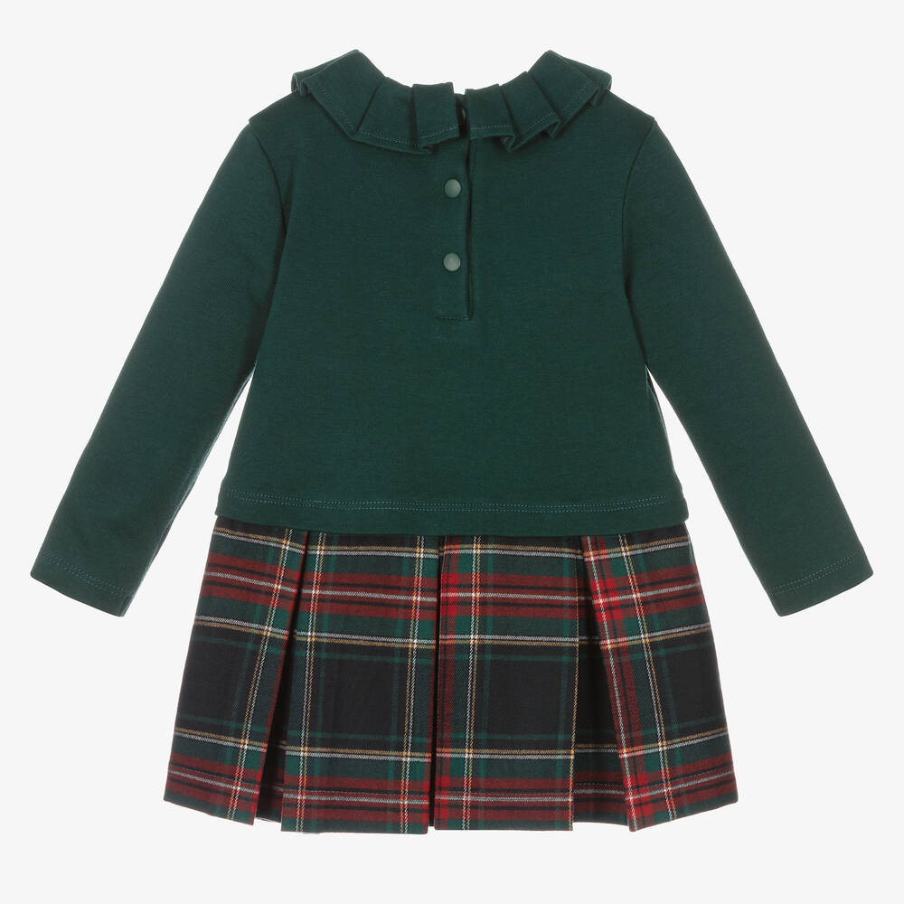 Patachou-Girls Green Bunny Tartan Dress | Childrensalon Outlet
