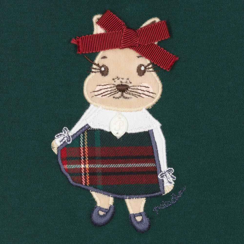 Patachou-Girls Green Bunny Tartan Dress | Childrensalon Outlet