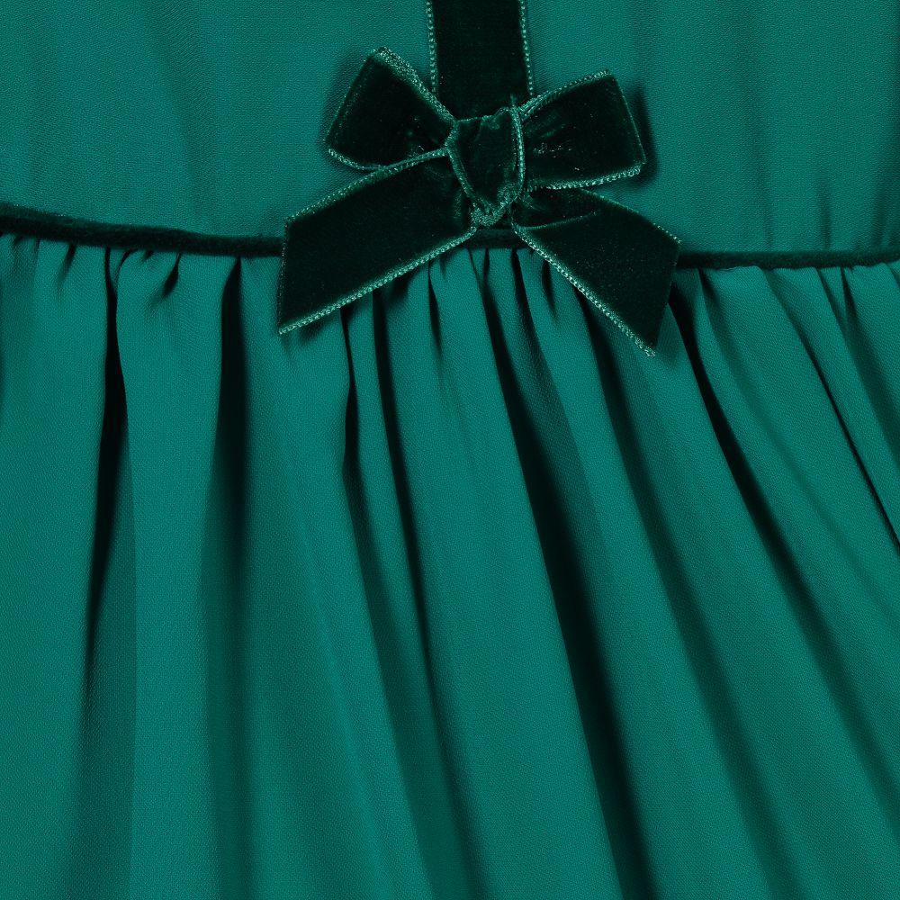 Patachou-Girls Green Chiffon Bow Dress | Childrensalon Outlet