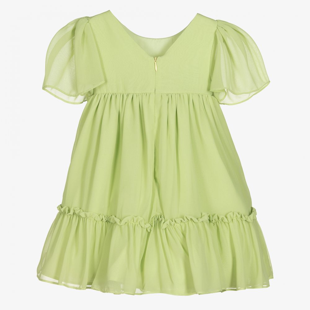 Patachou-Зеленое шифоновое платье с бантом для девочек | Childrensalon Outlet