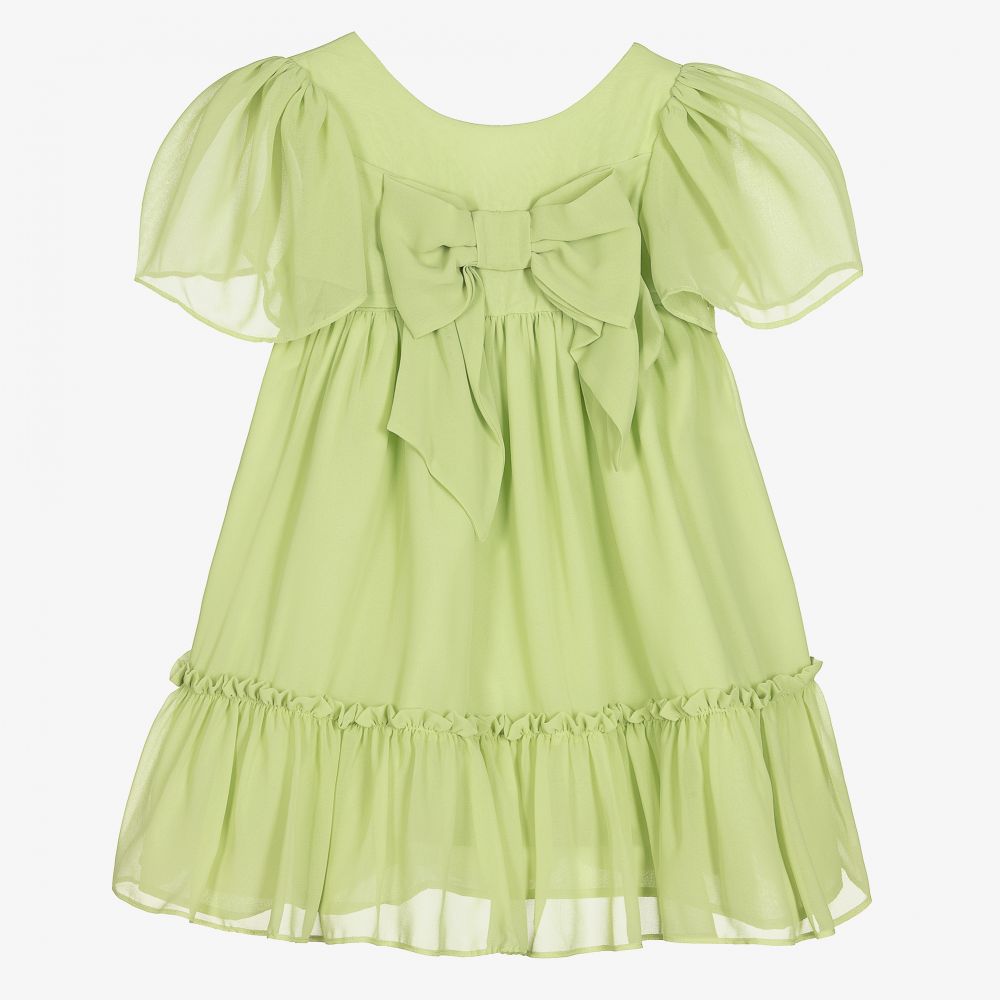 Patachou-Зеленое шифоновое платье с бантом для девочек | Childrensalon Outlet