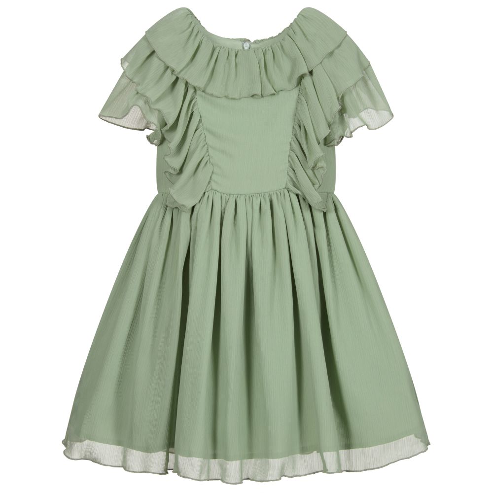 Patachou-Girls Green Chiffon Dress | Childrensalon Outlet