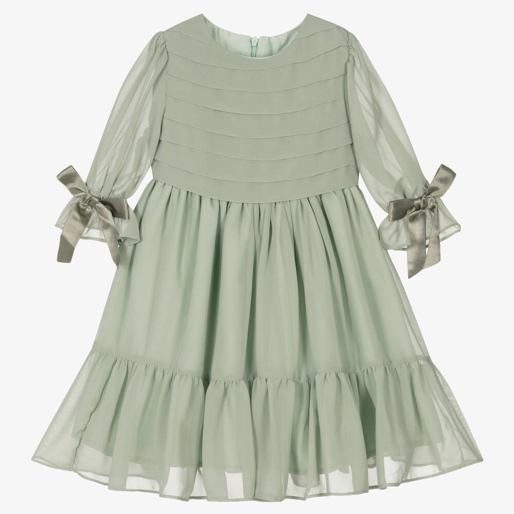 Patachou - Grünes Chiffonkleid für Mädchen | Childrensalon