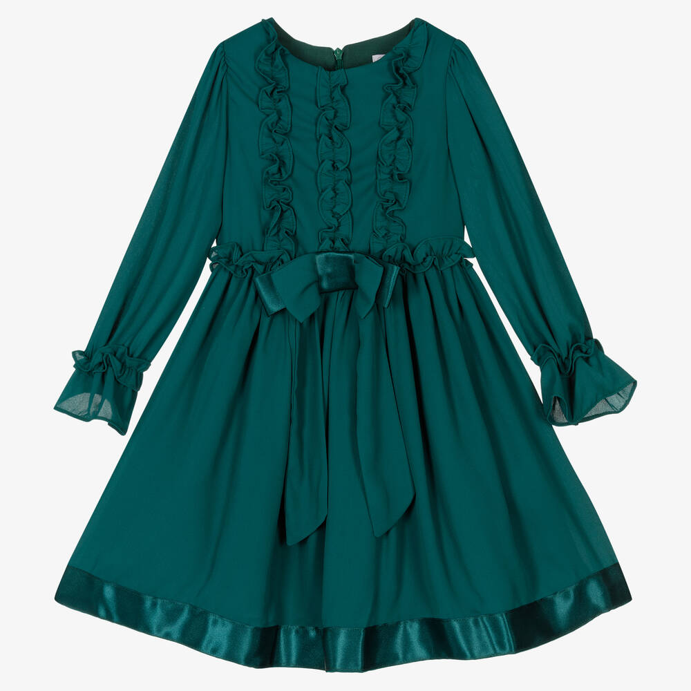 Patachou - Grünes Chiffonkleid für Mädchen | Childrensalon