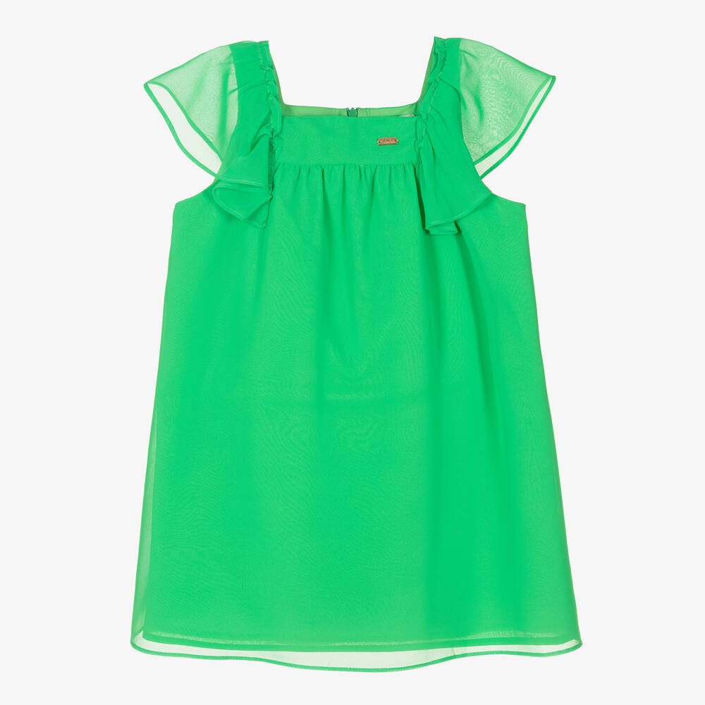 Patachou - Robe verte en mousseline fille | Childrensalon