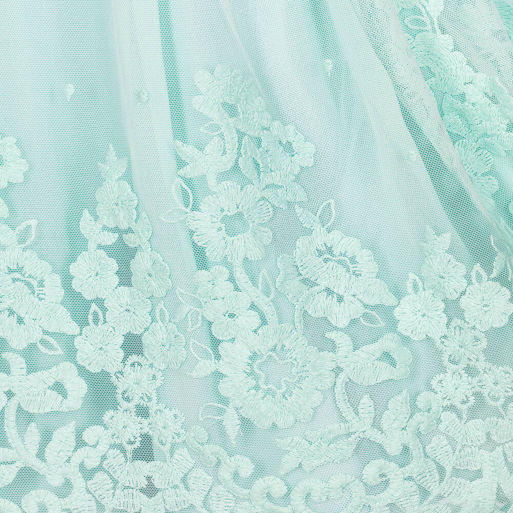 Patachou-Girls Green Embroidered Tulle Dress | Childrensalon Outlet