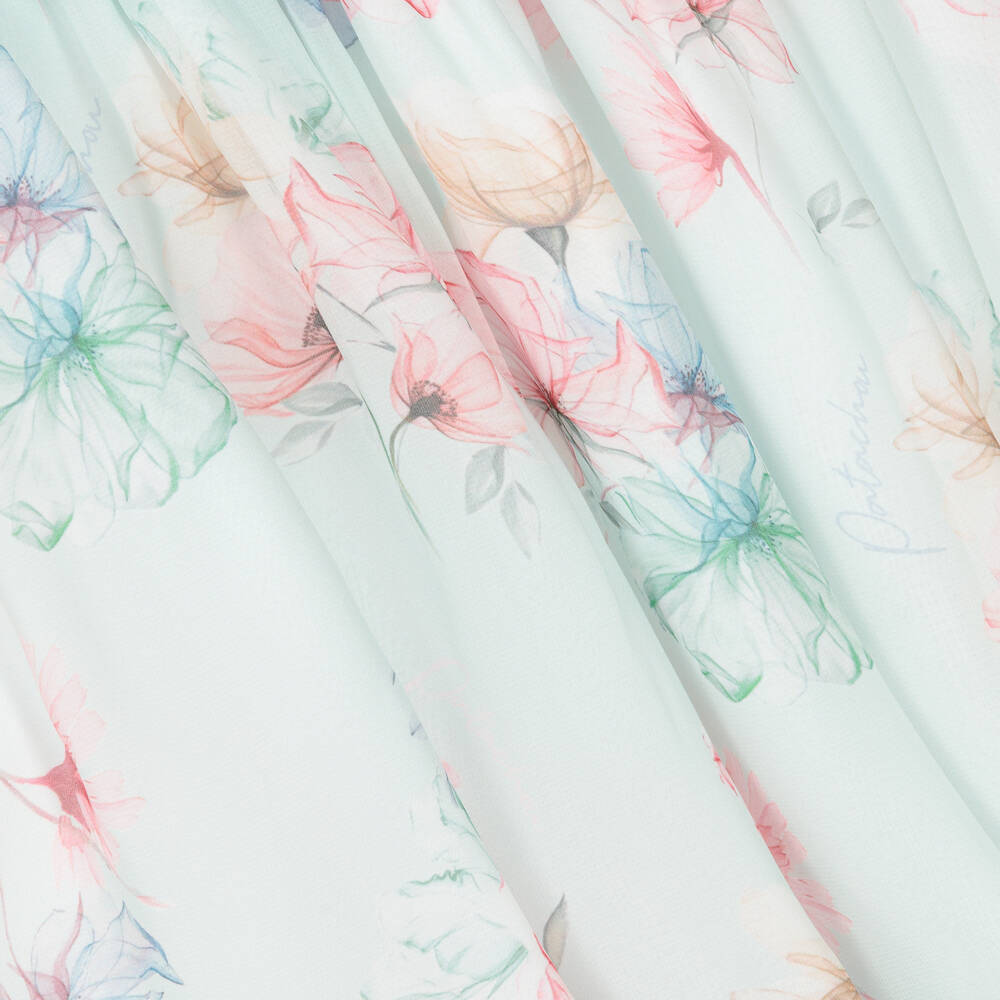 Patachou-Girls Green Floral Chiffon Dress | Childrensalon Outlet