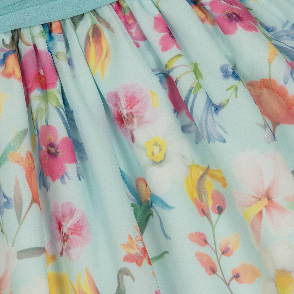 Patachou-Girls Green Floral Chiffon Dress | Childrensalon Outlet