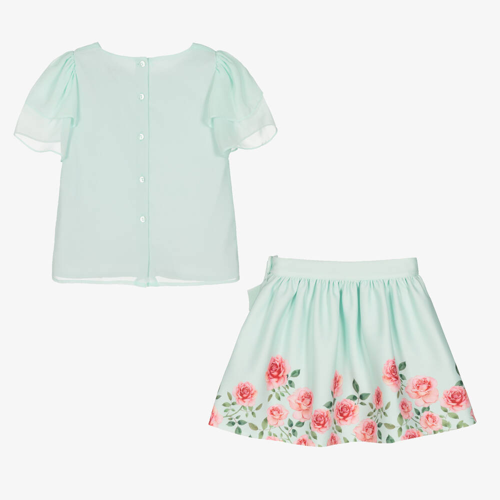 Patachou-Зеленый топ и юбка с цветами | Childrensalon Outlet