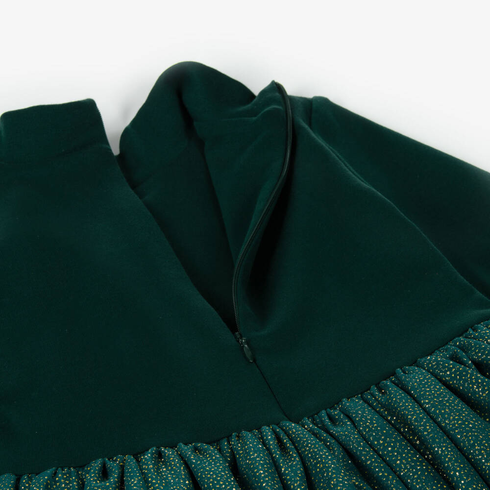 Patachou-Girls Green Glittery Tulle Tiered Dress | Childrensalon Outlet